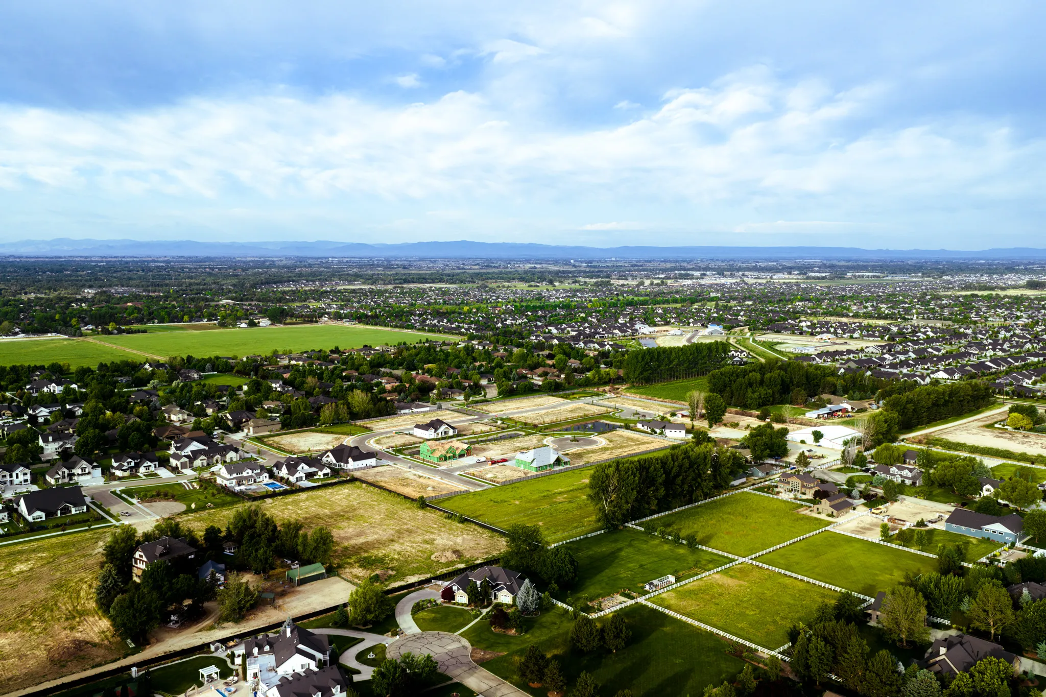 Aerial view of new luxury homes in Treasure Valley